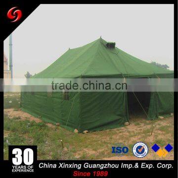 Waterproof 20 persons canvas military refugee tent for sale, with rain-tight at 16mm/h rainfall intensity for 8 hours