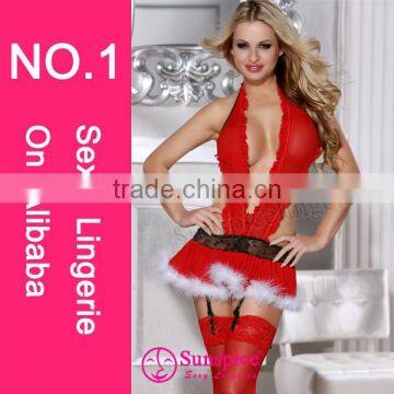 sunspice lingerie manufacture ruffle lace teddy red christmas costume