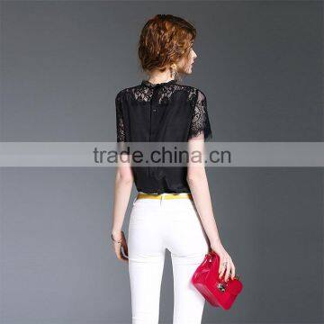 Maxnegio Short Sleeve New Fashion Lace Blouse Designs Korean Lace Top photo-3