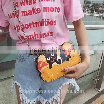 2017 Children Girl Dress Shoulder Nag Hamburger Cat Cartoon Pattern Fashion Bag photo-4