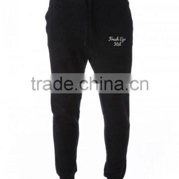 China Manufacurer custom 65% cotton 35% polyester blend Black tapered joggers wholesale sweatpants mens with OEM logo