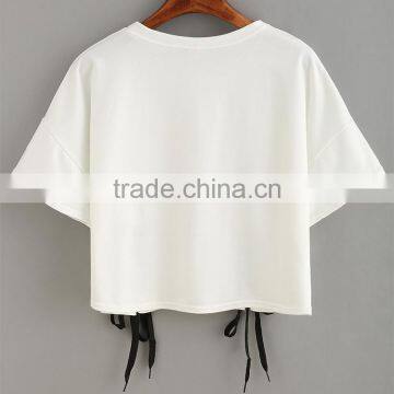 China Suppliers Custom Woman White T-shirt Fashion Woman Clothing Casual Woman Wear photo-2