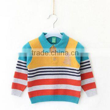 Baby stripe sweater fashion turn down collar children products