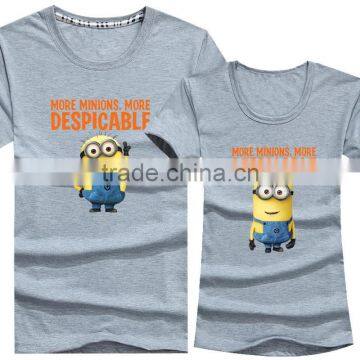 Custom Fashion Design Cartoon Print Yellow Couple T-Shirt