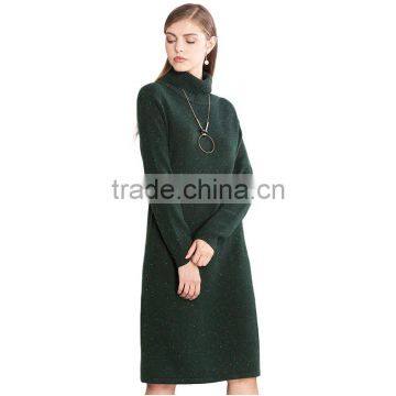 Women Pullover Sweater Ladies Plus Size Green Color Turtleneck Sweater Dress photo-5