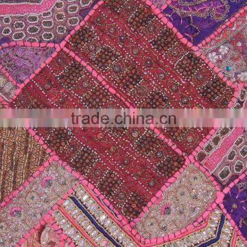 Pink Decorative Euro Pillow Sham - Wood Bead Work Floor Cushion Cover ~ 26 Inch photo-3