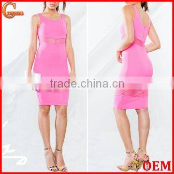 Scoop Neck Bodyco Fit Dresses With V-shaped Stripe Insert