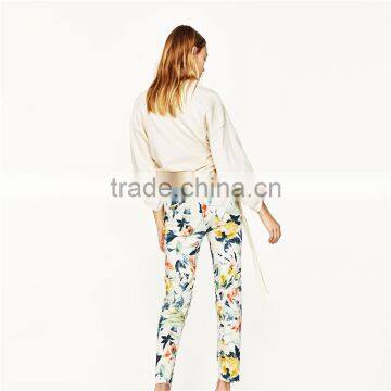 Custom Design Female Fitted Cotton Multicoloured Floral Dress Pants photo-5