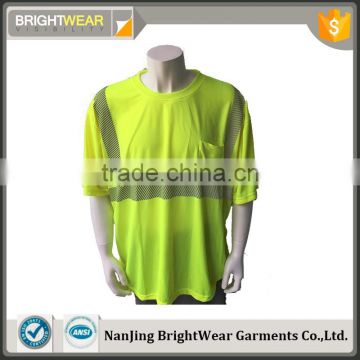 Mens short sleeve fluorescent Lime generic tape security t-shirt