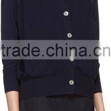 High Quality Long Sleeve Pleated Knit Wool Cardigan With Buttons Closure at Front photo-2