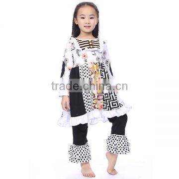 Wholesale Fall Winter Ruffle Long Sleeve Floral Girls Sets Newborn Baby Clothes Suit