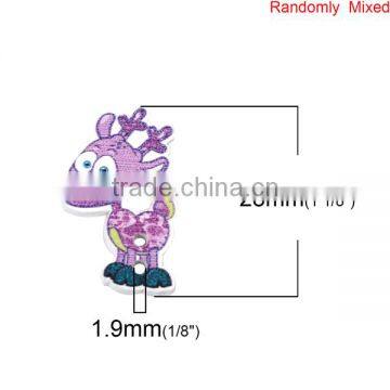 Wood Sewing Buttons Scrapbooking 2 Holes Deer Animal At Random photo-2