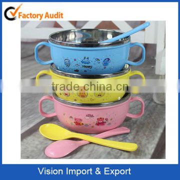 Stainless Steel Baby Rice Bowl with Spoon Set for Promotion