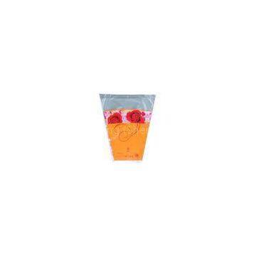 Cellophane Wrapping Flower Plastic Sleeves / Trapezoid Eco-friendly Flower Wrap Sleeve Bags