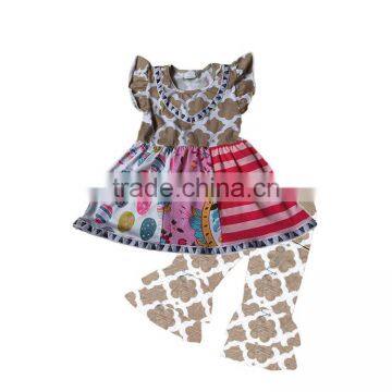 baby clothes Ruffle chevron pant And Tunic Boutique Clothing flutter sleeve kids modeling clothes wholesale kids urban clothing