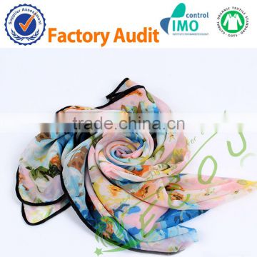 lady soft chiffon flower printing scaft