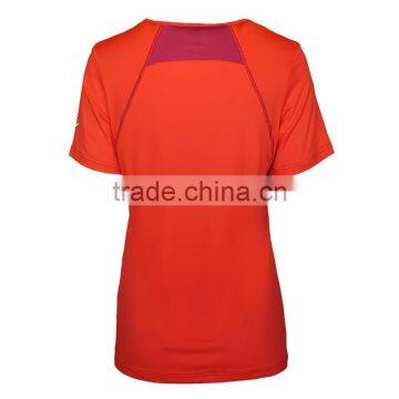 T092-1643O Short Sleeve V-Neck Custom Performance Polyester Spandex Women Outdoor T Shirt photo-4