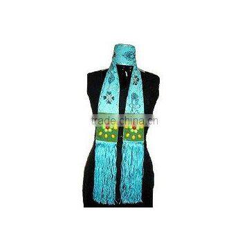 Latest Designs Turquoise Stole scarf Long Embroidered scarf For women