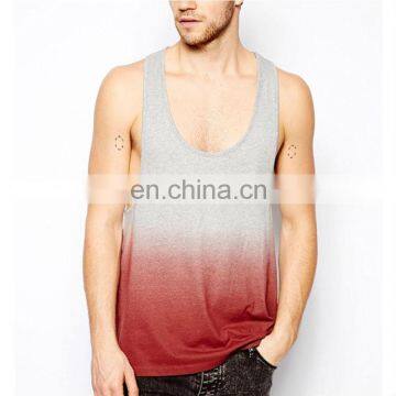 Gym Fitness Wear Sleeveless 100% Cotton Customized Dip Dye Mens Tank Tops photo-3