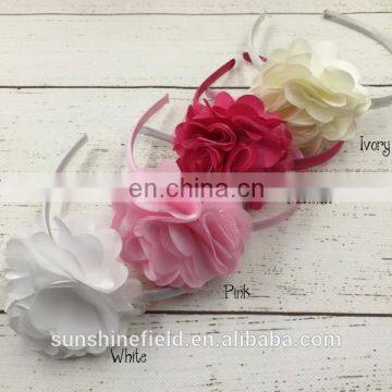 satin flower plastic headband for kids