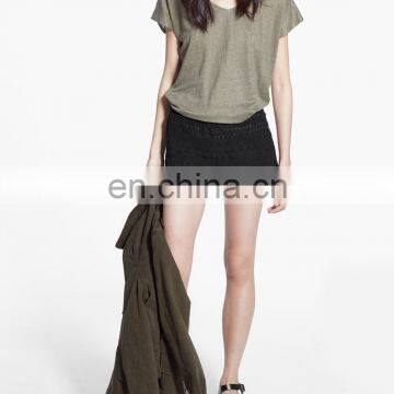 Fashion Ladies High Waist Woven Guipure Polyester Shorts 2015 Summer