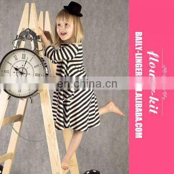 New Fashion Girl Long Sleeve Striped Casual Dress Kids Family Dress