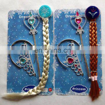 PAS-0763 Girls Party Cosplay Tiara Set Princess Elsa & Anna Tiara Wand and Wigs