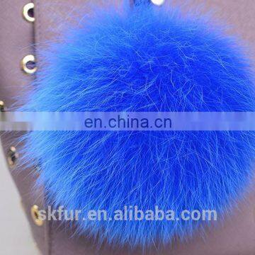 Big and fluffy factory price fox fur ball pom poms keychain