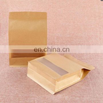 Factory Stock Plastic Lined Dried Food Packaging Zipper Paper Bag Kraft Flat Bottom With Logo and window