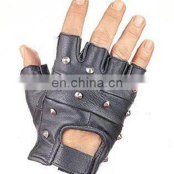 HMB-2013B LEATHER FINGERLESS GLOVES STUDS STYLE BIKER