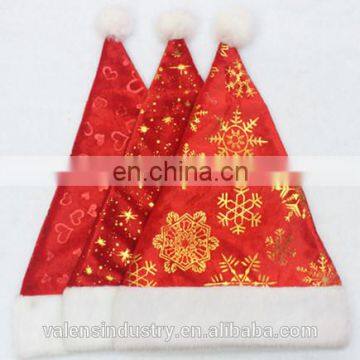 Elegant & Unique Shinning velvet Santa Claus Christmas Hat Liner Inside with Snowflowers Stars and Heart Decoration