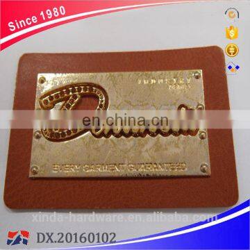 Custom Embossed Zinc Alloy Badge With Crystal Rhinestone Leather Patches