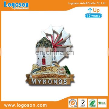 Souvenir 3d Mykonos resin magnet Chora or lower windmills resin fridge magnet