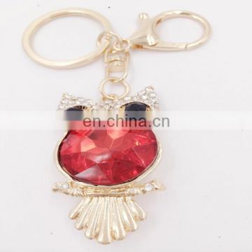 New Fashion Owl Red Crystal Rhinestone Key Chain Bag Car Hanging Pendant Jewelry Keychain