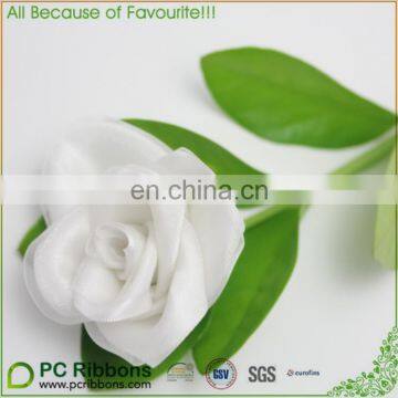 White Satin Ribbon Rose Flower photo-2