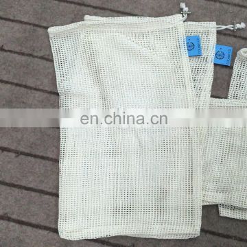 custom organic cotton mesh produce drawstring bag