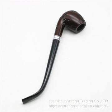 245mm Length Wooden Resin Medium Tobacco Pipe With Small Black Carving Head for Smoking photo-4