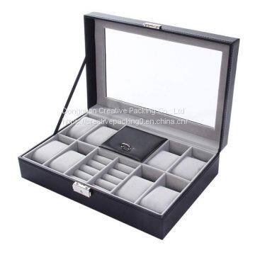 Custom Wholesale High Quality PU Leather Watch Jewelry Boxes Black Watch Boxes Customized Watch Boxes photo-3
