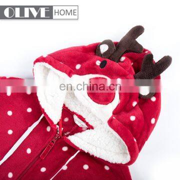 Good Supplying Giraffe Pattern Embroidery Fleece Flannel Bathrobe Pyjamas Women photo-4