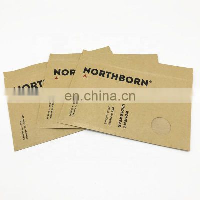 Matte Finish 3 Sided Coloured Seal Bag Recyclable Kraft Paper Bag for Women Underwear Packaging Flat Zip Lock Paper Bag Food PE