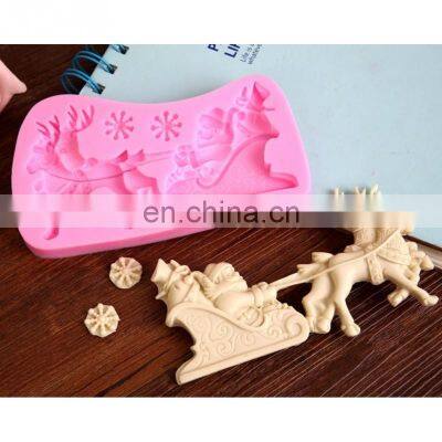 Christmas Santa Claus milu deer Shape Chocolate Candy Jello 3D silicone fondant lace Mold Mould cake decoration pastry tools