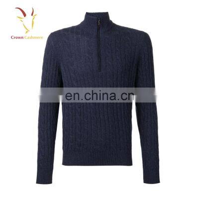 Best Cable 1/4 Zipper Mock Men 100% Cashmere Cardigan,Knitwear Pullover photo-4