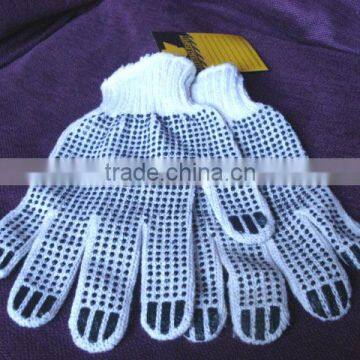 Slid resistant Cotton knitted PVC dotted work gloves with PVC dot LG014