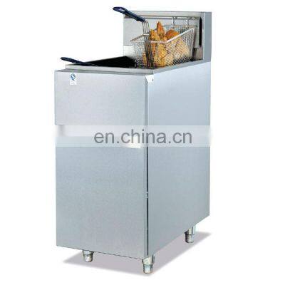 Commercial Gas Chips Fryers with 1 Tank 2 Baskets with temperature controller