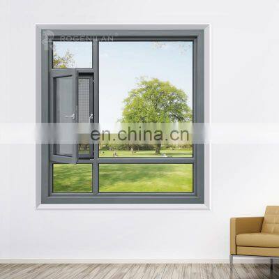 New Design Invisible Hinge Aluminum Framed French Casement Window Material With Mesh