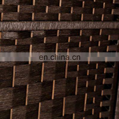 Black Movable Rattan Decorative Wood Panel Folding Screen Room Divider photo-3