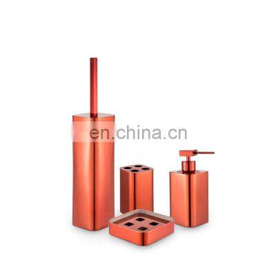 Household Hotel Square Red Stainless Steel  Bathrooms Set Chromed Plated Shiny Finishing  Toilet Sets Bathroom