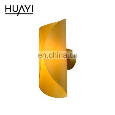 HUAYI Luxury Design Modern Decorative Iron Lamp Body Indoor Bedroom Hotel 3W LED Wall Lamp