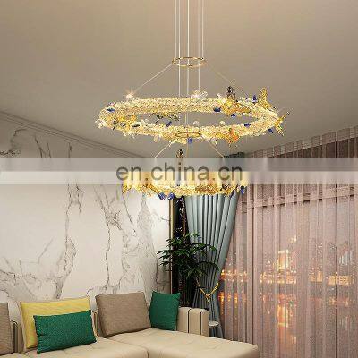 Customized Round Chandelier Hotel Bedroom Living Room Dining Room Copper Light Crystal Led Modern Luxury Chandelier photo-3