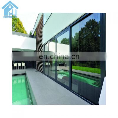 Exterior 4 panels double glazed door aluminum tempered glass sliding doors for balcony